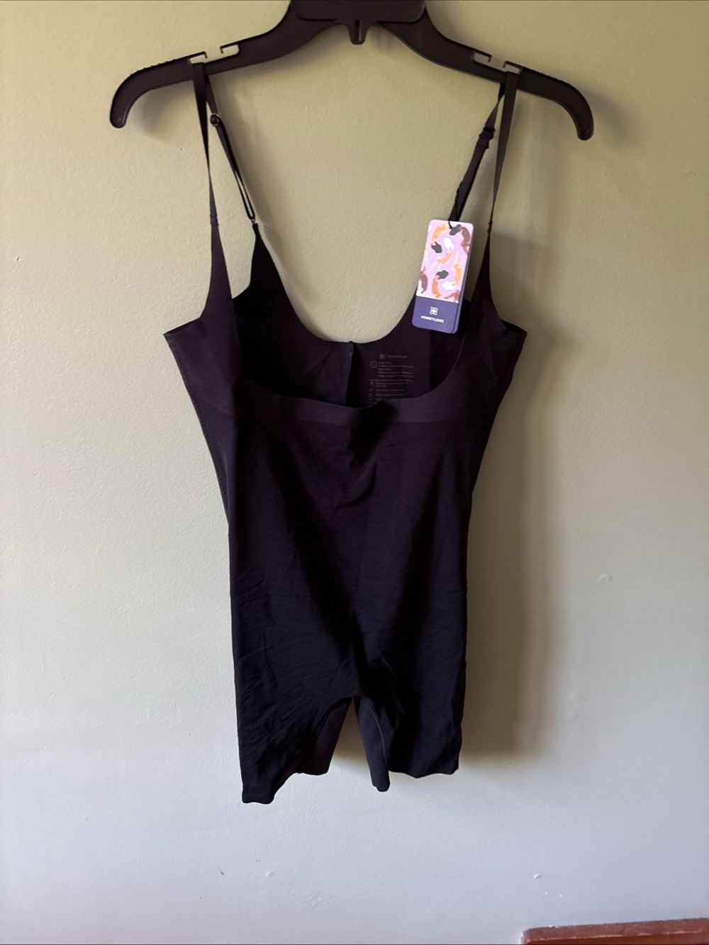 Honeylove Bodysuit SPBS00006 Open-Bust Mid-Thigh Womens L Black Shapewear NWT